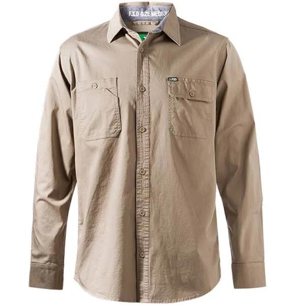 FXD Men's LSH-1 Long Sleeve Work Shirt - Stone - Size L