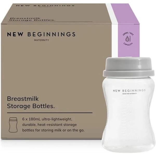 New Beginnings Breast Milk Storage Bottle 180ml 6 Pack