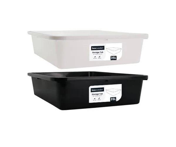 12 x Plastic Storage Tub 35L | Underbed Storage Tub Container Box Bin Crates Tubs - AfterPay & zipPay Available