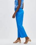 David Lawrence Saxon Cropped Linen Pant in Blue 10