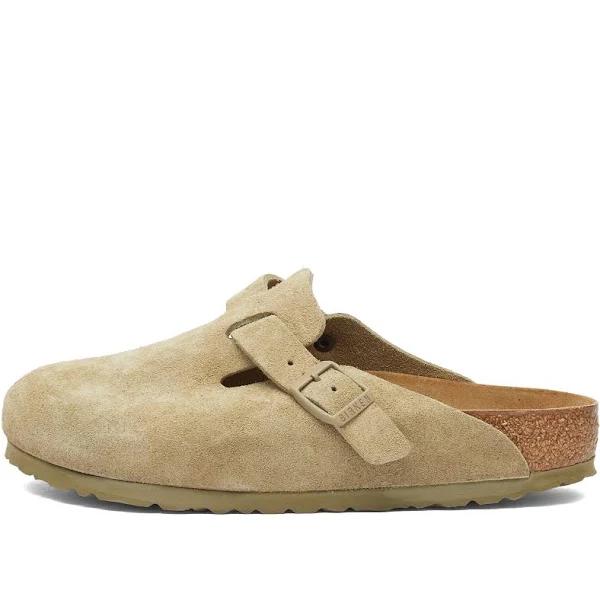 Birkenstock Boston Suede Leather Faded Khaki Clogs