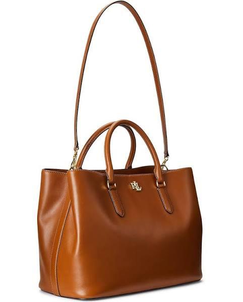 Lauren Ralph Lauren Leather Large Marcy Satchel in Brown One Size