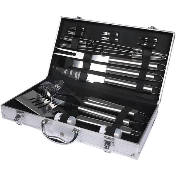 18pcs Stainless Steel BBQ Tool Set Outdoor Barbecue Utensil Aluminium Grill Cook