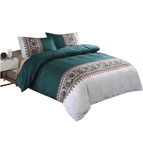 Bohemian Jade Ultra Soft Quilt Doona Duvet Cover Set Single Double Queen Super King - Single - AfterPay & zipPay Available