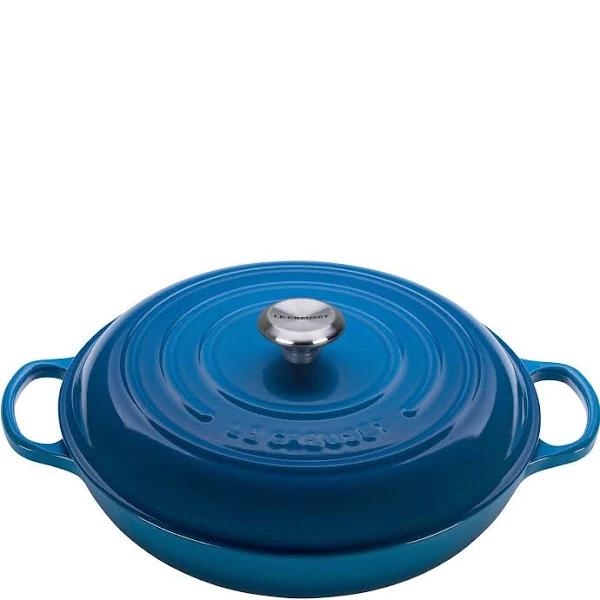 Le Creuset Signature Cast Iron Shallow Casserole, 30 cm - Marseille Blue