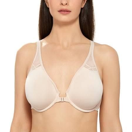 DELIMIRA Bra Nude Mesh-Accent Racerback T-Shirt Bra 32DDD