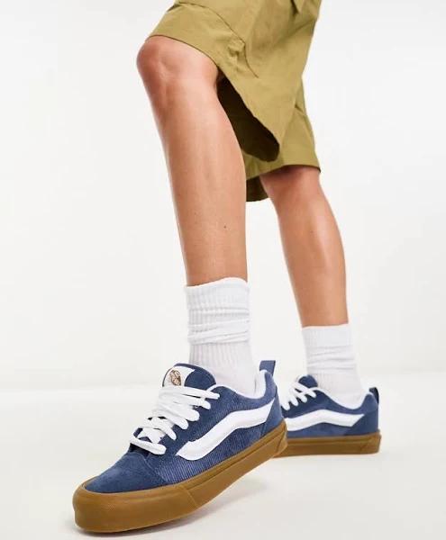 Vans Knu Skool Sneakers in Mid Blue with Gum Sole