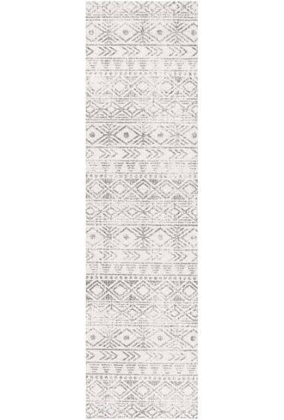 Ismail White Grey Rustic Rug, Runner 500X80CM