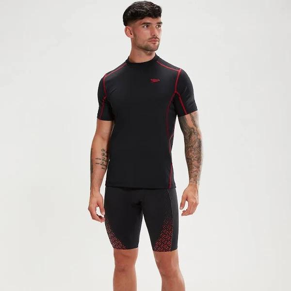 Speedo Mens Tech Short Sleeve Rash Top Black