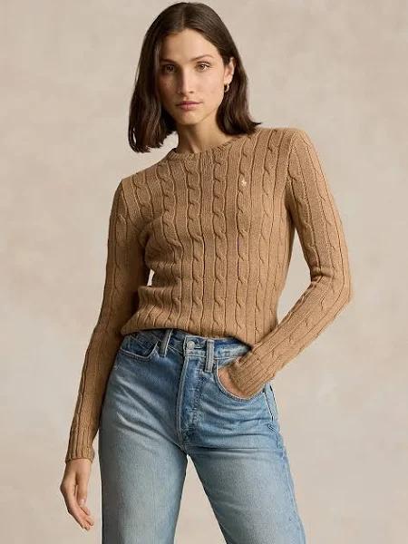 Polo Ralph Lauren Cable-Knit Cotton Crewneck Jumper Camel XL