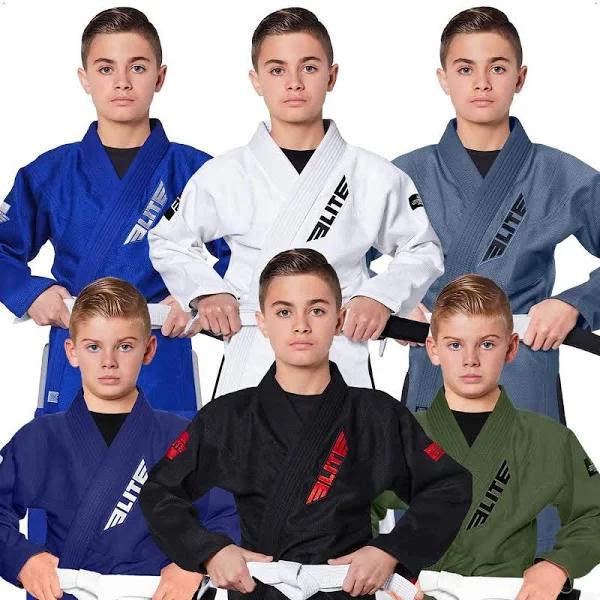 Elite Sports IBJJF Ultra Light BJJ Brazilian Jiu Jitsu Gi For Kids W/Preshrunk Fabric & Free Belt