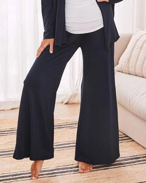 Angel Maternity Debra Wide Leg Maternity Bamboo Pants in Navy - L