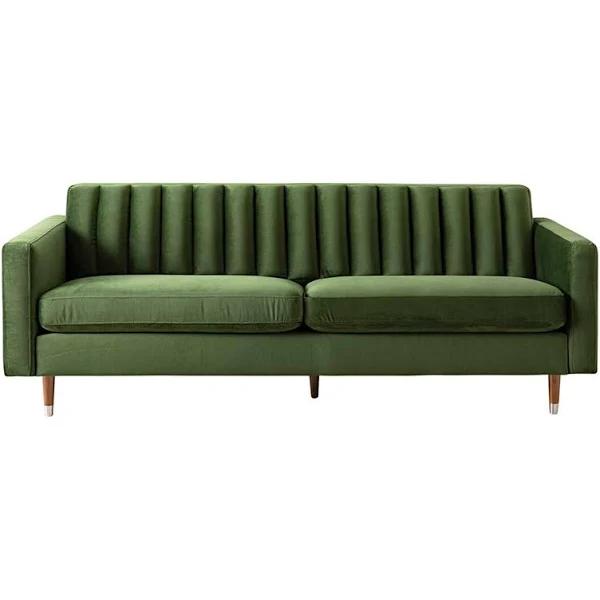 Stitch 3 Seater Velvet Sofa Olive Green by Early Settler Furniture