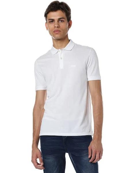 Boss White Pique Logo Polo