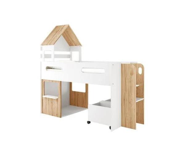 Robin Loft Bed With Storage Box - Natural White