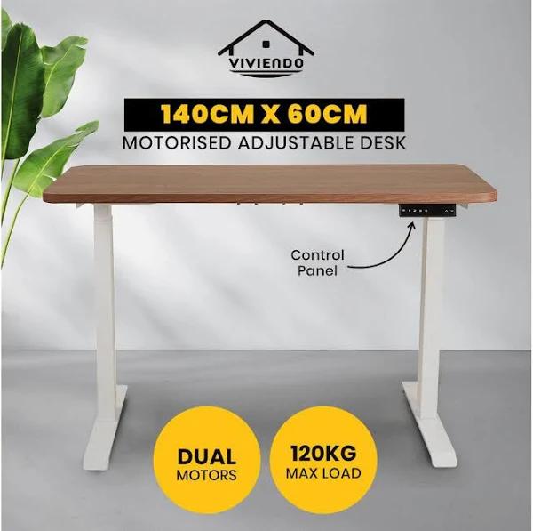 Viviendo Electric Standing Desk 1.4m Walnut - White Base