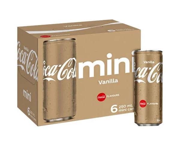 Coca - Cola Vanilla Soft Drink Mini Cans 250ml x 6 Pack