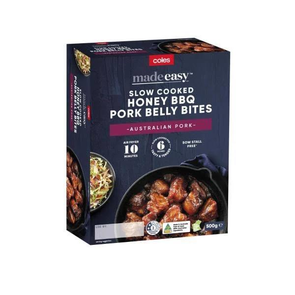 Coles Made Easy Slow Cooked Pork Belly Bites in BBQ Honey