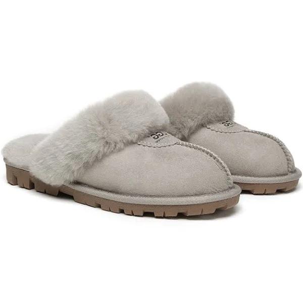 Australian Shepherd UGG Double Face Sheepskin Wool Scuff Slippers Waffle