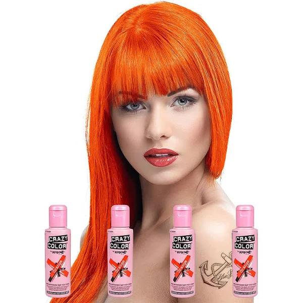 Crazy Color Orange Semi-permanent Hair Dye 4 Pack 100ml