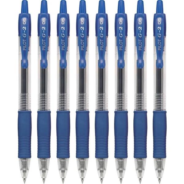 Pilot, G2 Premium Gel Roller Pens, Extra Fine Point 0.5 mm, Pack of 8, Blue