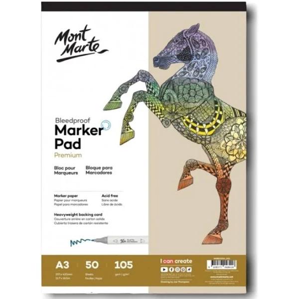 Mont Marte Bleedproof Marker Pad 105gsm A3 50 Sheets Acid Free