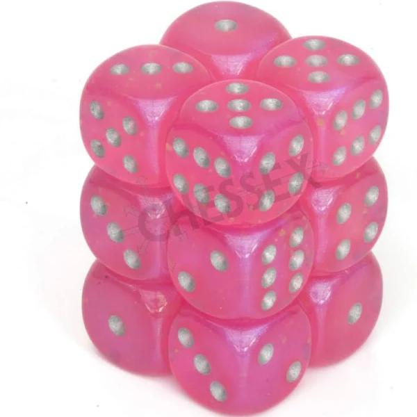 Chessex - Borealis 16mm D6 Set - Pink/Silver (12)