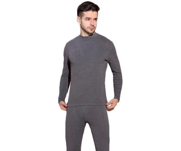 Amoretu Mens Soft Thermal Underwear Set Plush Lined Half Turtleneck-Gray - M - AfterPay & zipPay Available