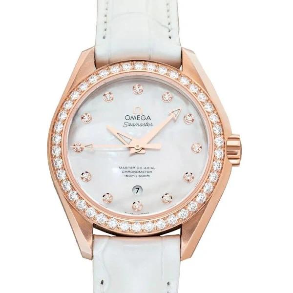 Omega Seamaster Automatic Mother of Pearl Dial 18Kt Rose Gold Ladies Watch 231.58.39.21.55.001