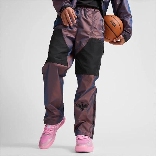 x Melo Iridescent Woven Men's Basketball Pants in Ultraviolet, Size Large, Polyester by Puma