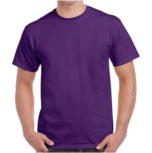 Gildan Mens Heavy Cotton T-Shirt Purple S Cotton Mens T-Shirt