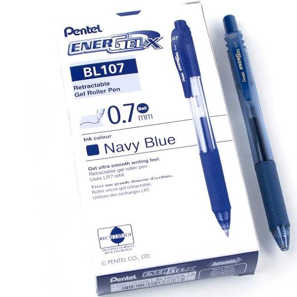 Pentel Energel x Gel Rollerball Pen BL107 Blue Black Pack of 12