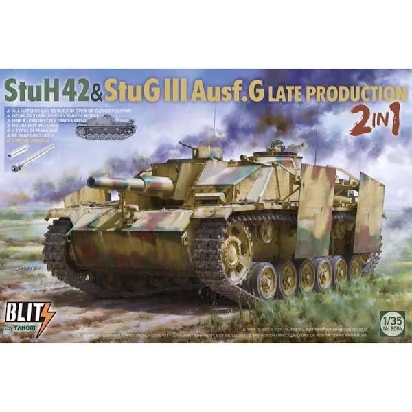 Takom - 1/35 StuH42 & Stug III Ausf.G Late Prodution 2 in 1 Plastic Model Kit