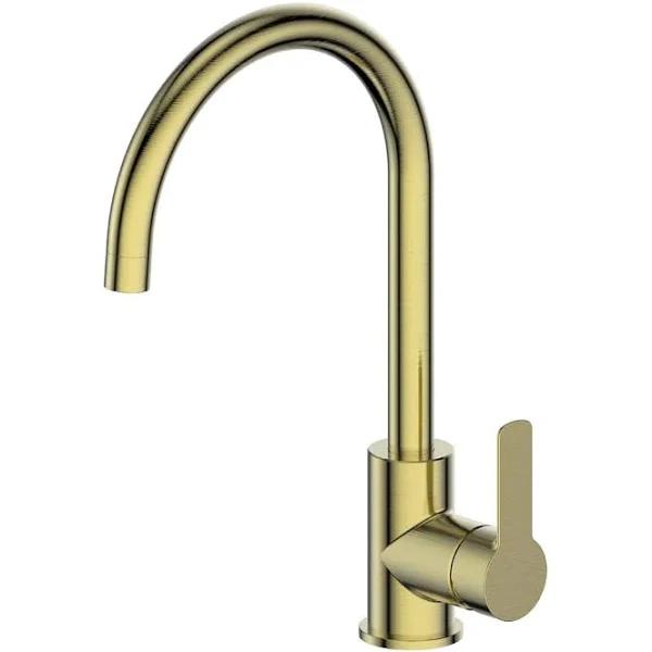 Greens Astro II Gooseneck Sink Mixer - Brushed Brass