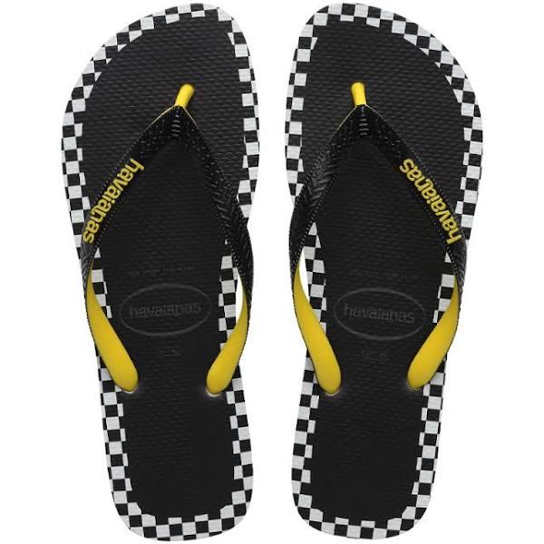 Havaianas Havs Top Checkmate Black & Yellow Thongs. Size 45/46