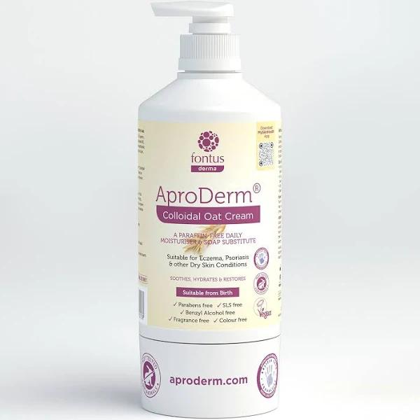 AproDerm Colloidal Oat Cream - 500ml Pump - Paraffin Free Cream - Suitable For Dry Skin, Eczema and Psoriasis