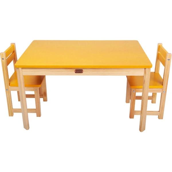 Tikk Tokk Little Boss Kids Table & Chairs Set Rectangle - Yellow