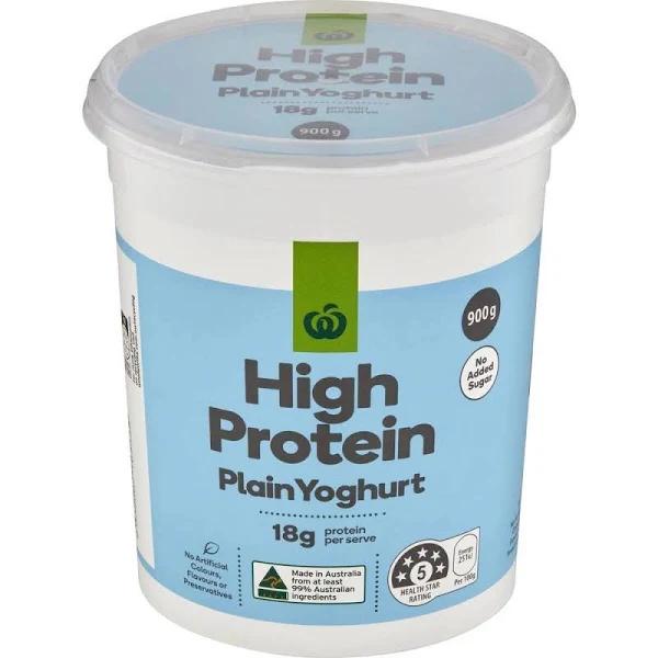 Woolworths High Protein Plain Yoghurt 900g