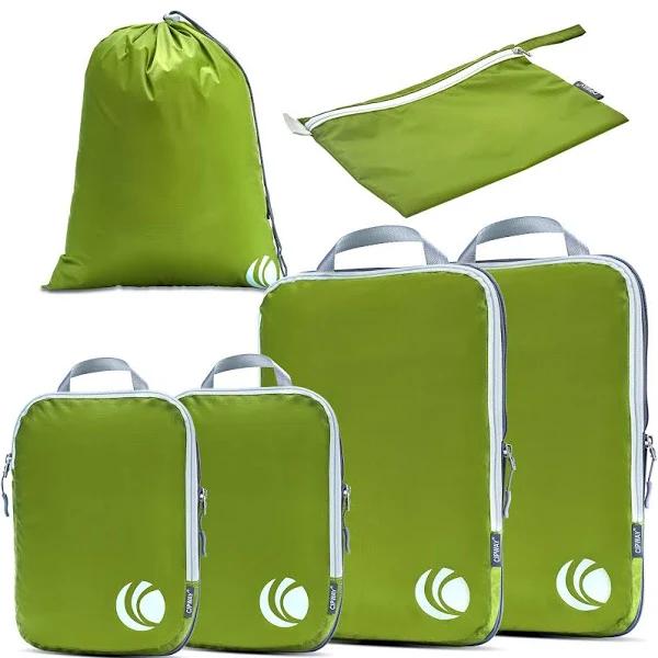 Cipway Compression Packing Cubes Set, Ultralight Expandable Travel Packing Organizers for Carry On Luggage (Green 6pcs)