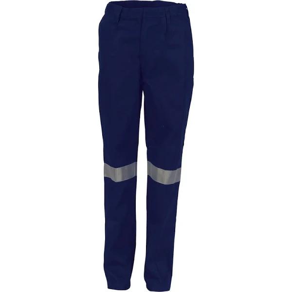 DNC Ladies Cotton Drill Pants with 3M Reflective Tape - Navy - 22