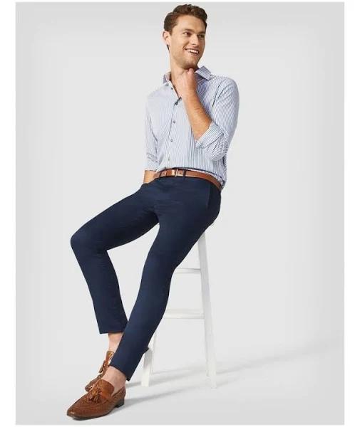 Politix Ultra Slim Stretch Cotton Chino in Dark Navy Blue 30