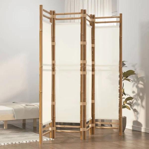 vidaXL Folding 4-Panel Room Divider 160 cm Bamboo and Canvas