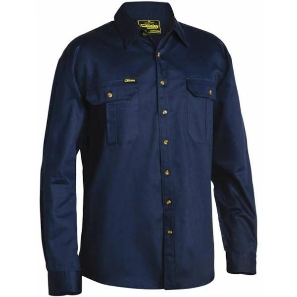 Bisley BS6433 Original Cotton Drill Shirt – Long Sleeve Navy L