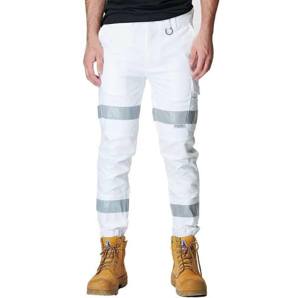 Elwood Workwear Mens Reflective Cuffed Pant White - 34