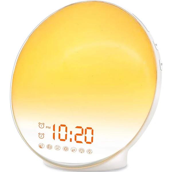 Wake Up Light Sunrise Alarm Clock For Kids, Heavy Sleepers, Bedroom, With Sunrise Simulation, Sleep Aid, Dual Alarms, FM Radio, Snooze, Nightlight, Da