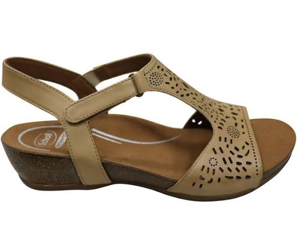 Scholl Orthaheel Julie Womens Comfort Supportive Wedge Leather Sandals Beige 10 AUS or 41 EUR