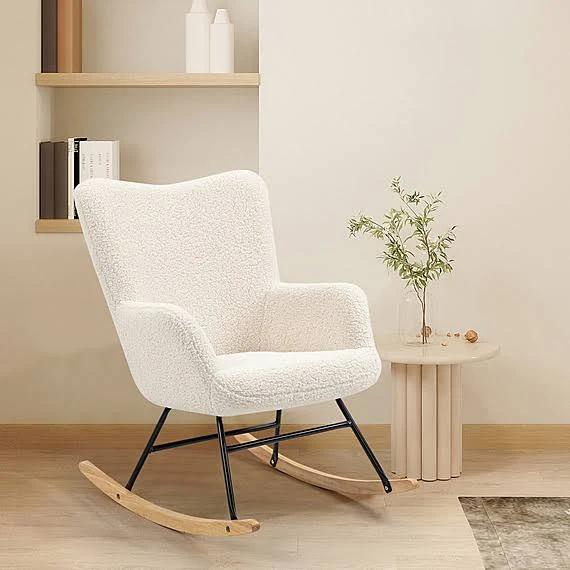 SHERLIMAN Fabric Rocking Chair White Wool by Freedom