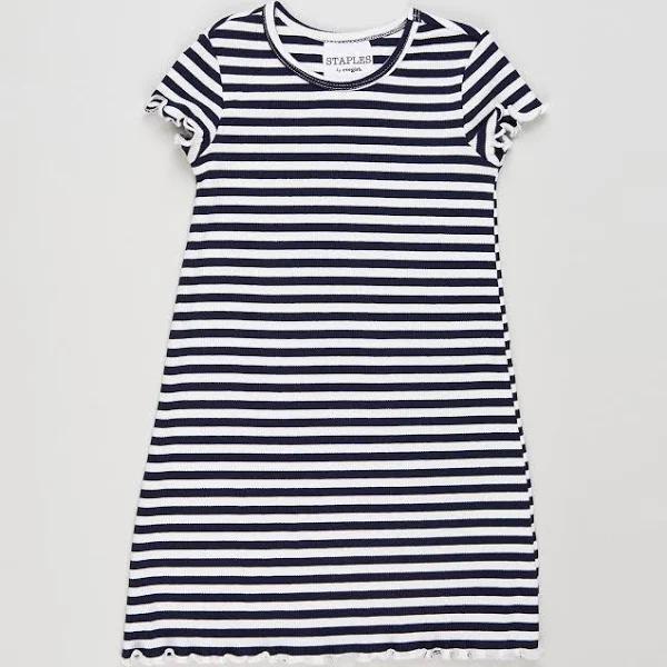 Eve Girl 8-16 Girls Katie Rib Dress Navy & White Stripe | Size 10