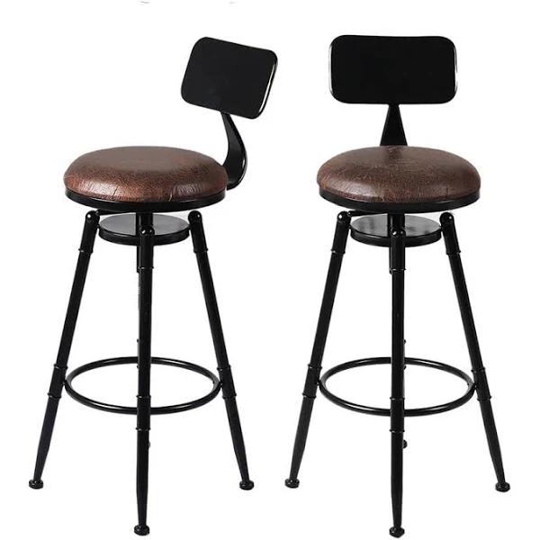 Levede Industrial Bar Stools Kitchen Stool Pu Leather Barstools Swivel Chair