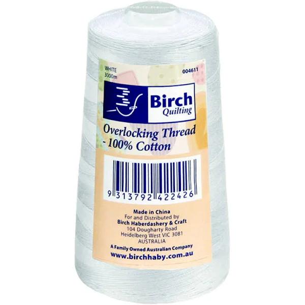 Birch White 100% Cotton 3000m Overlocker / Serger Thread